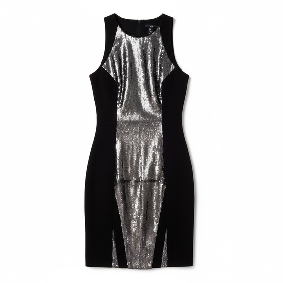 H&M | Black and Silver Sequin Sleeveless Mini Dress Size 2 Small - Picture 8 of 16